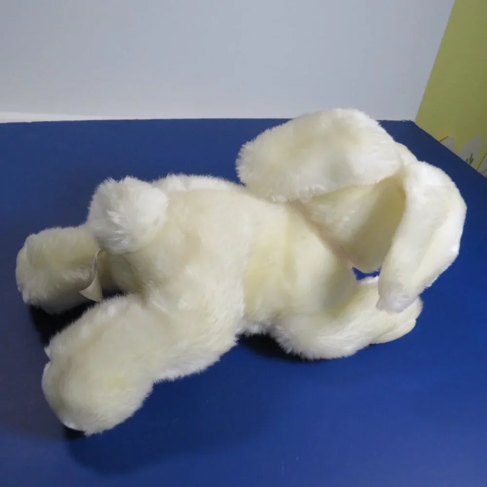 Vintage white bunny with plastic whiskers lying down Very Soft Easter REALISTIC